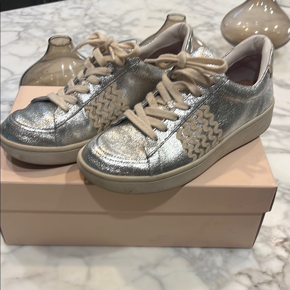 Loeffler Randall Silver Sneakers with Quilted Design